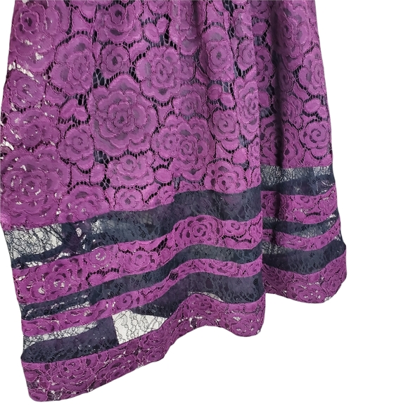 Alice + Olivia Odelia Plum and Black Lace Midi Dress - Picture 8 of 10